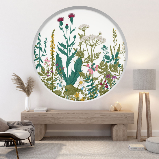 Optical Illusions Round Arch Wall Sticker - Flowers