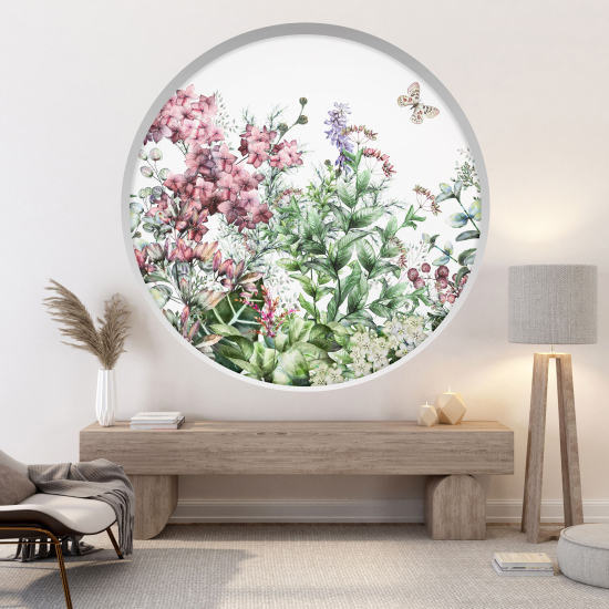 Optical Illusions Round Arch Wall Sticker - Flowers