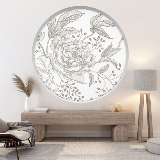 Optical Illusions Round Arch Wall Sticker - Flowers