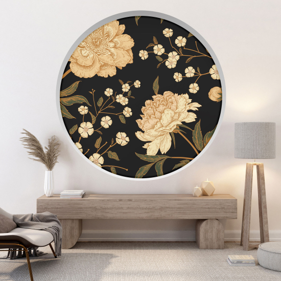 Optical Illusions Round Arch Wall Sticker - Flowers