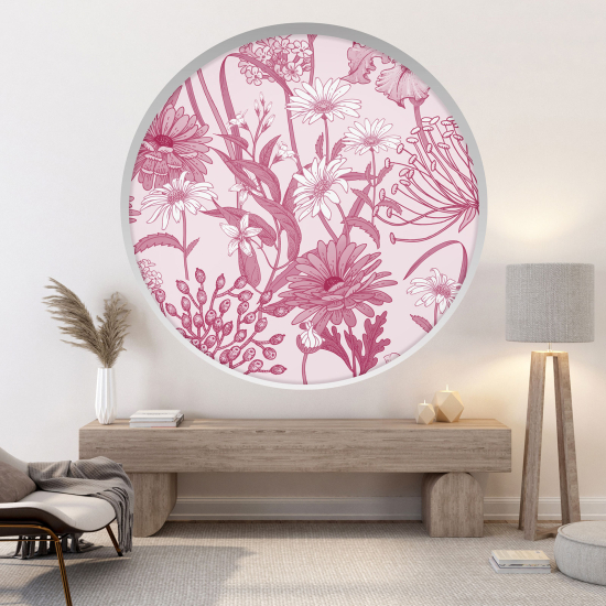 Optical Illusions Round Arch Wall Sticker - Flowers