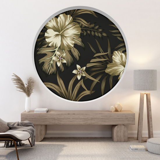 Optical Illusions Round Arch Wall Sticker - Flowers