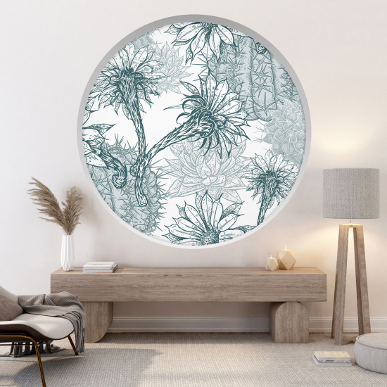 Optical Illusions Round Arch Wall Sticker - Flowers