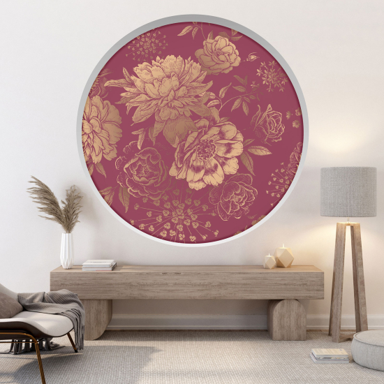 Optical Illusions Round Arch Wall Sticker - Flowers