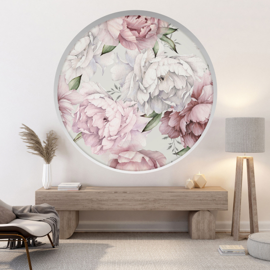 Optical Illusions Round Arch Wall Sticker - Flowers