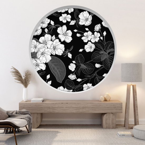 Optical Illusions Round Arch Wall Sticker - Flowers