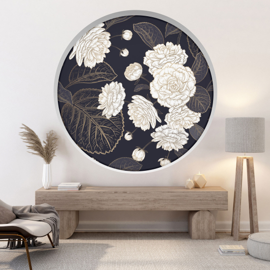 Optical Illusions Round Arch Wall Sticker - Flowers