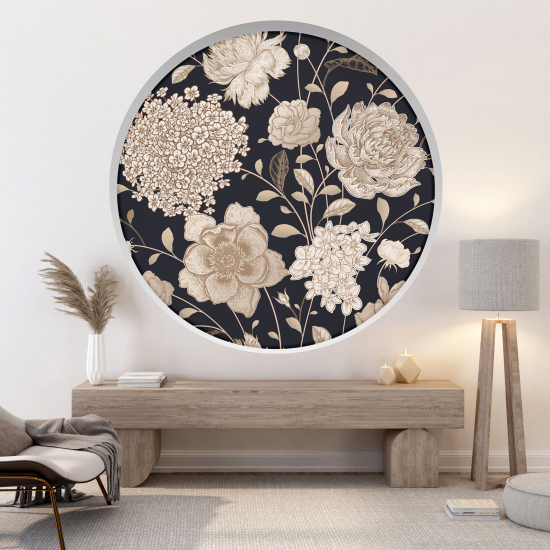 Optical Illusions Round Arch Wall Sticker - Flowers