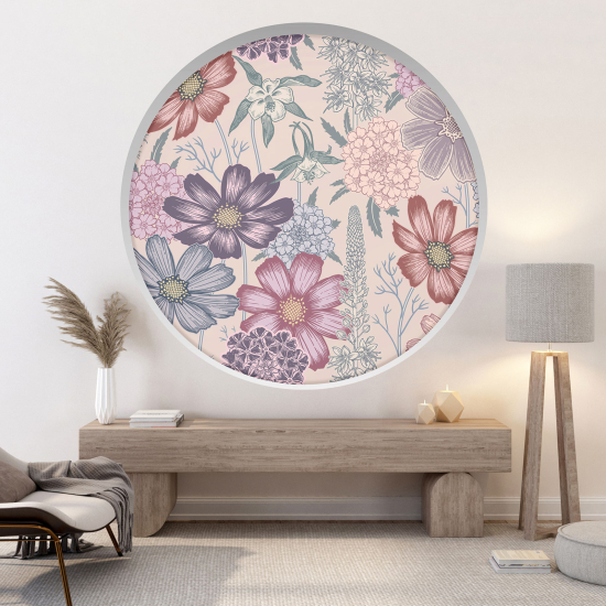 Optical Illusions Round Arch Wall Sticker - Flowers