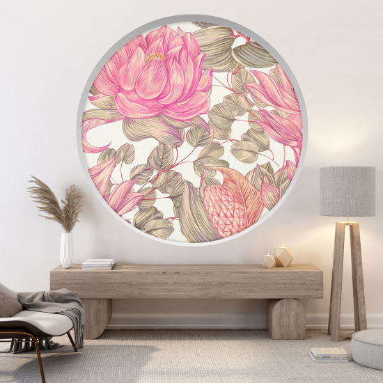 Optical Illusions Round Arch Wall Sticker - Flowers