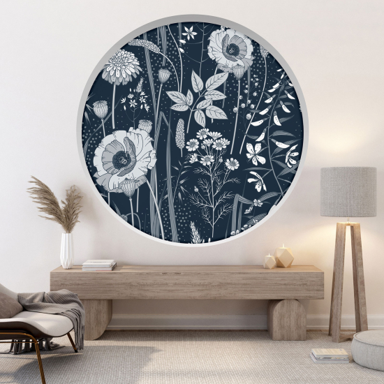 Optical Illusions Round Arch Wall Sticker - Flowers