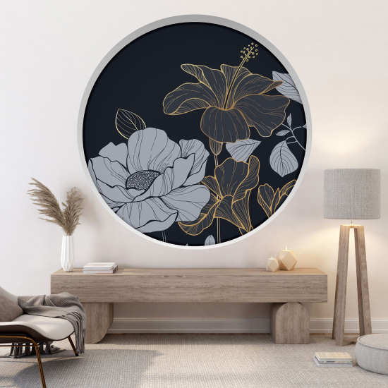 Optical Illusions Round Arch Wall Sticker - Flowers