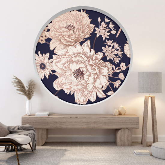 Optical Illusions Round Arch Wall Sticker - Flowers