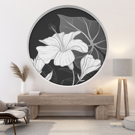 Optical Illusions Round Arch Wall Sticker - Flowers