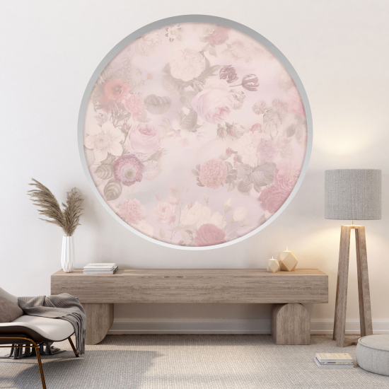 Optical Illusions Round Arch Wall Sticker - Flowers