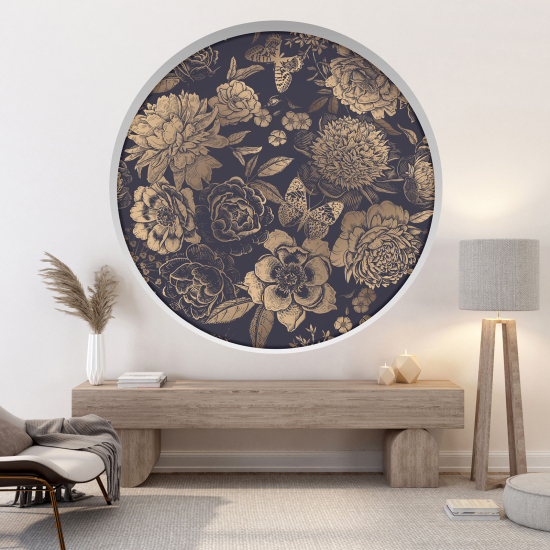 Optical Illusions Round Arch Wall Sticker - Flowers Butterflies