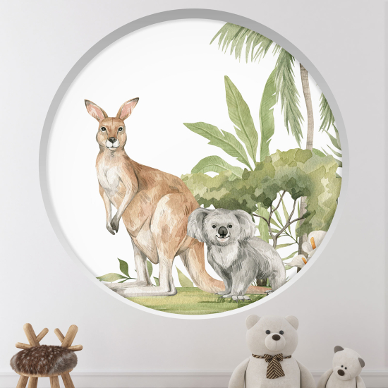 Optical Illusions Round Arch Wall Sticker for Kids- Animals of Australia