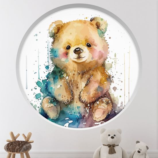 Optical Illusions Round Arch Wall Sticker for Kids- Bear