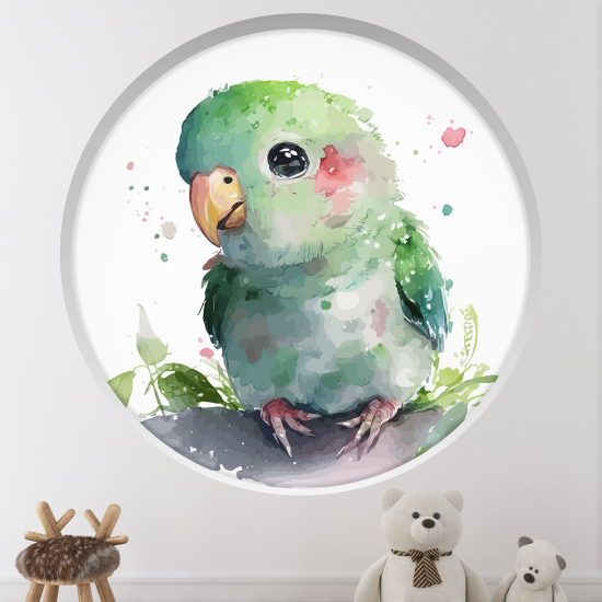 Optical Illusions Round Arch Wall Sticker for Kids- Bird