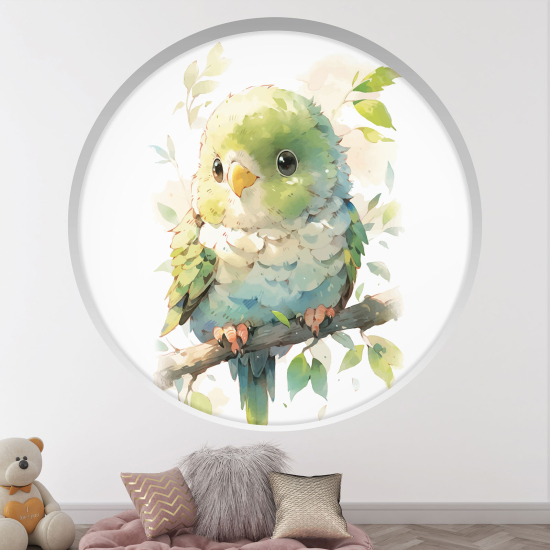 Optical Illusions Round Arch Wall Sticker for Kids- Bird on the branch