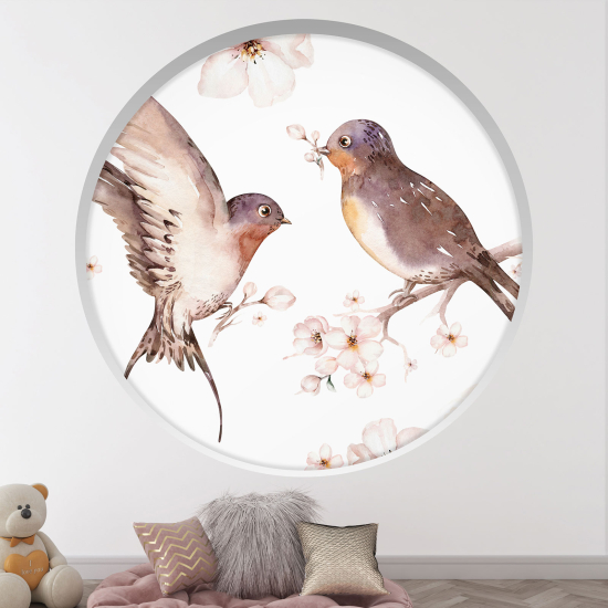 Optical Illusions Round Arch Wall Sticker for Kids- Birds