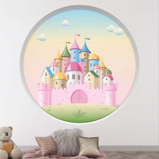 Optical Illusions Round Arch Wall Sticker for Kids- Castle