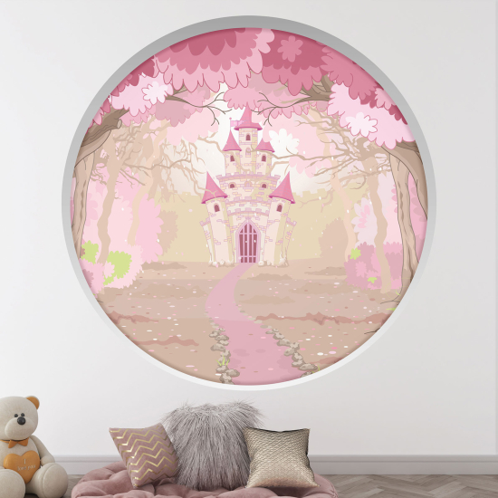 Optical Illusions Round Arch Wall Sticker for Kids- Castle