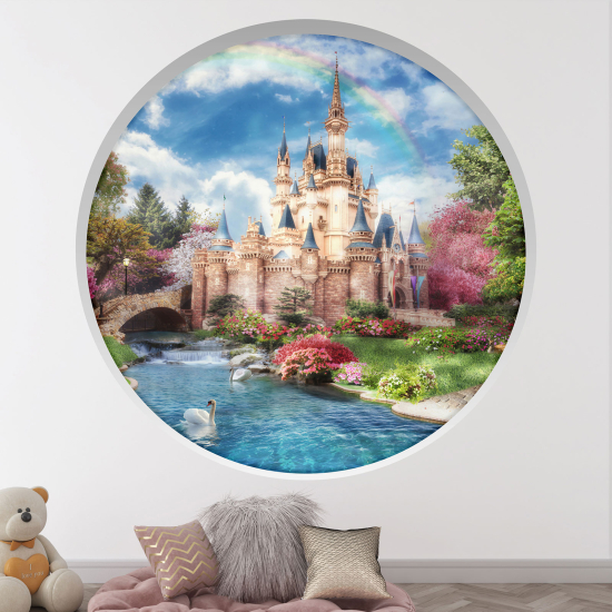 Optical Illusions Round Arch Wall Sticker for Kids- Castle