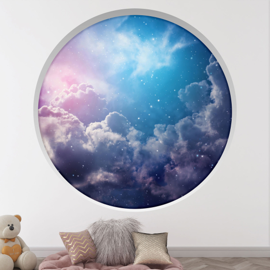 Optical Illusions Round Arch Wall Sticker for Kids- Cloudy sky