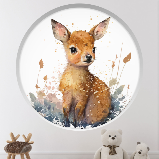 Optical Illusions Round Arch Wall Sticker for Kids- Fawn