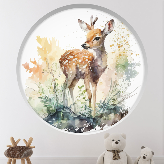 Optical Illusions Round Arch Wall Sticker for Kids- Fawn