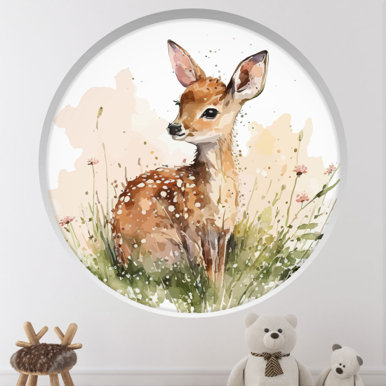 Optical Illusions Round Arch Wall Sticker for Kids- Fawn