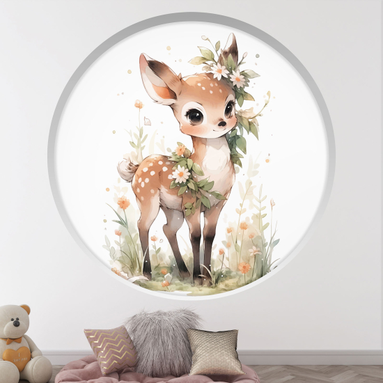 Optical Illusions Round Arch Wall Sticker for Kids- Fawn