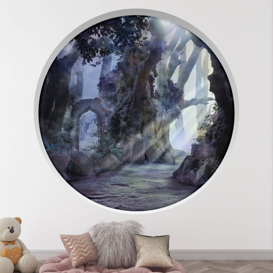 Optical Illusions Round Arch Wall Sticker for Kids- Forest