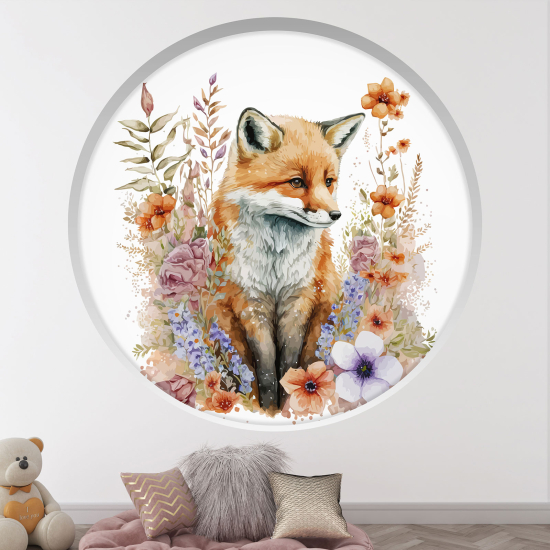 Optical Illusions Round Arch Wall Sticker for Kids- Fox