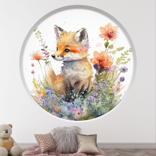 Optical Illusions Round Arch Wall Sticker for Kids- Fox