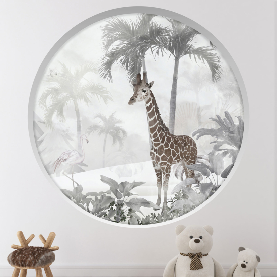 Optical Illusions Round Arch Wall Sticker for Kids- Giraffe