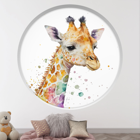 Optical Illusions Round Arch Wall Sticker for Kids- Giraffe