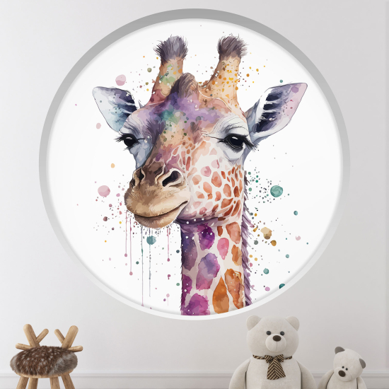 Optical Illusions Round Arch Wall Sticker for Kids- Giraffe