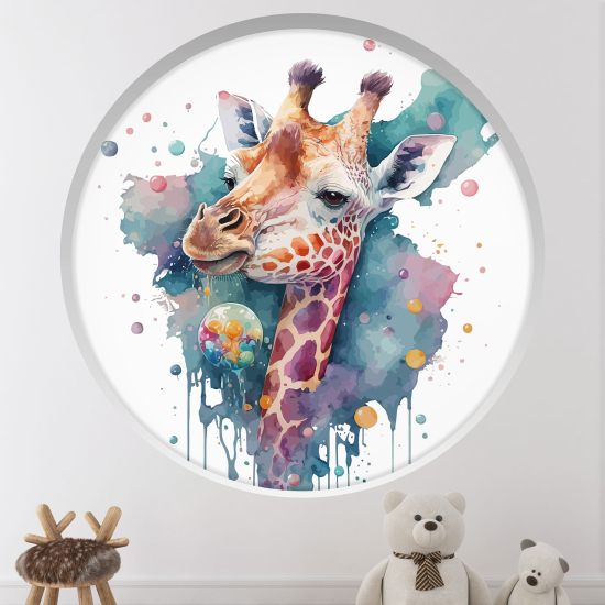 Optical Illusions Round Arch Wall Sticker for Kids- Giraffe