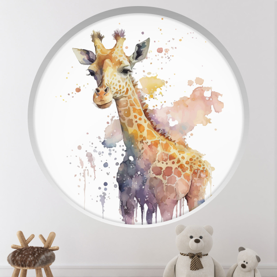 Optical Illusions Round Arch Wall Sticker for Kids- Giraffe