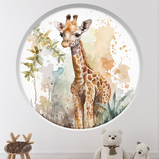 Optical Illusions Round Arch Wall Sticker for Kids- Giraffe