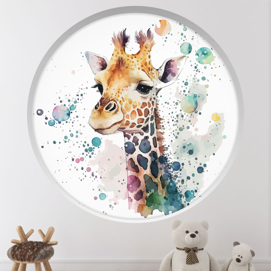 Optical Illusions Round Arch Wall Sticker for Kids- Giraffe