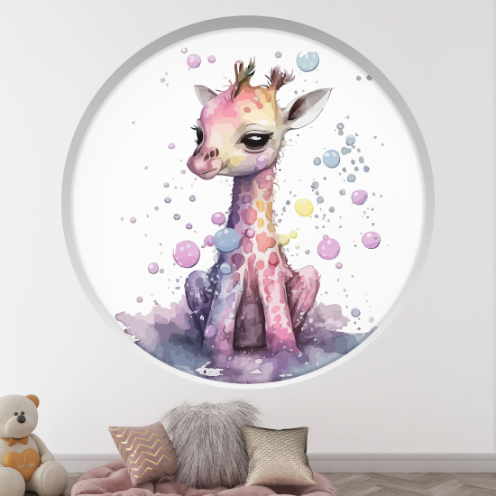 Optical Illusions Round Arch Wall Sticker for Kids- Giraffe