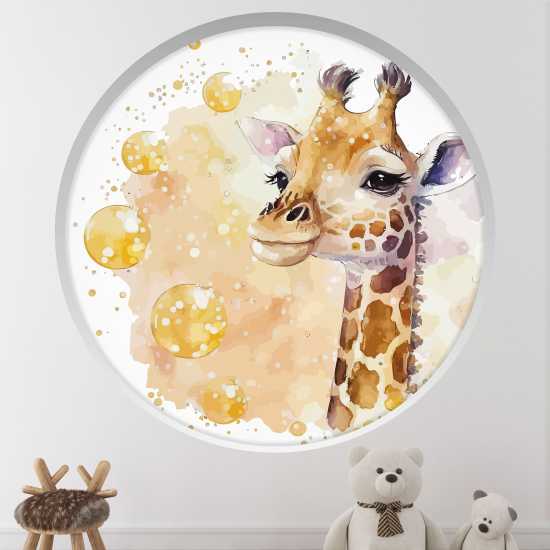 Optical Illusions Round Arch Wall Sticker for Kids- Giraffe