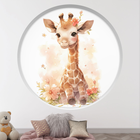 Optical Illusions Round Arch Wall Sticker for Kids- Giraffe