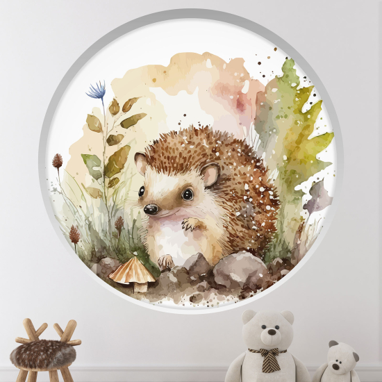 Optical Illusions Round Arch Wall Sticker for Kids- Hedgehog