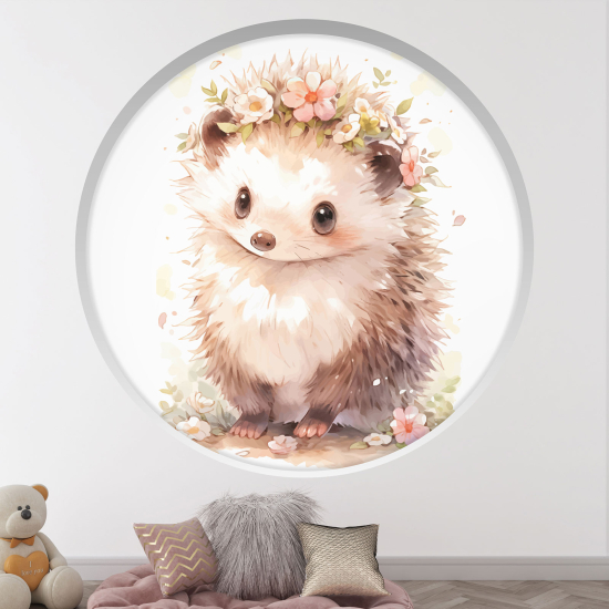 Optical Illusions Round Arch Wall Sticker for Kids- Hedgehog