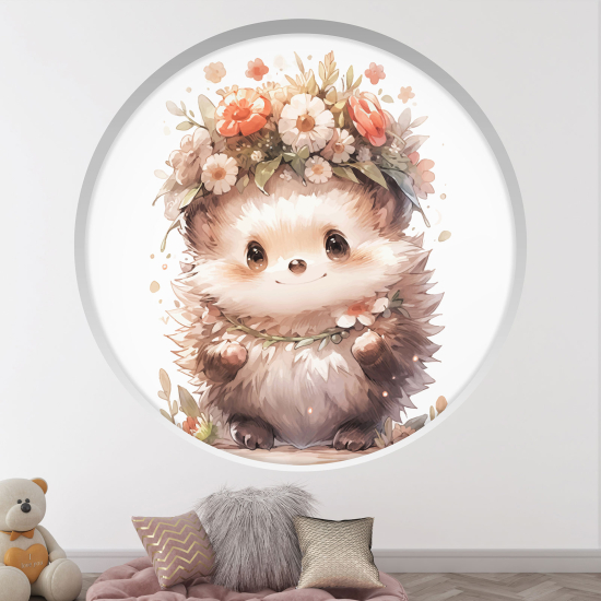 Optical Illusions Round Arch Wall Sticker for Kids- Hedgehog