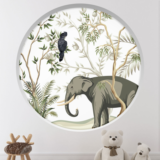 Optical Illusions Round Arch Wall Sticker for Kids- Jungle animals